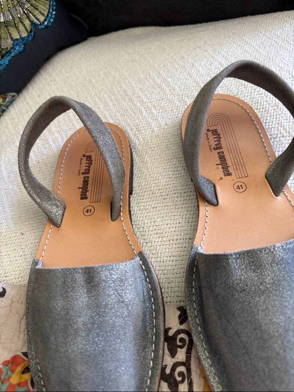Jeffrey Campbell Pewter Ibiza Slingback Sandals Size EU 41 Made In Spain - Picture 5 of 13